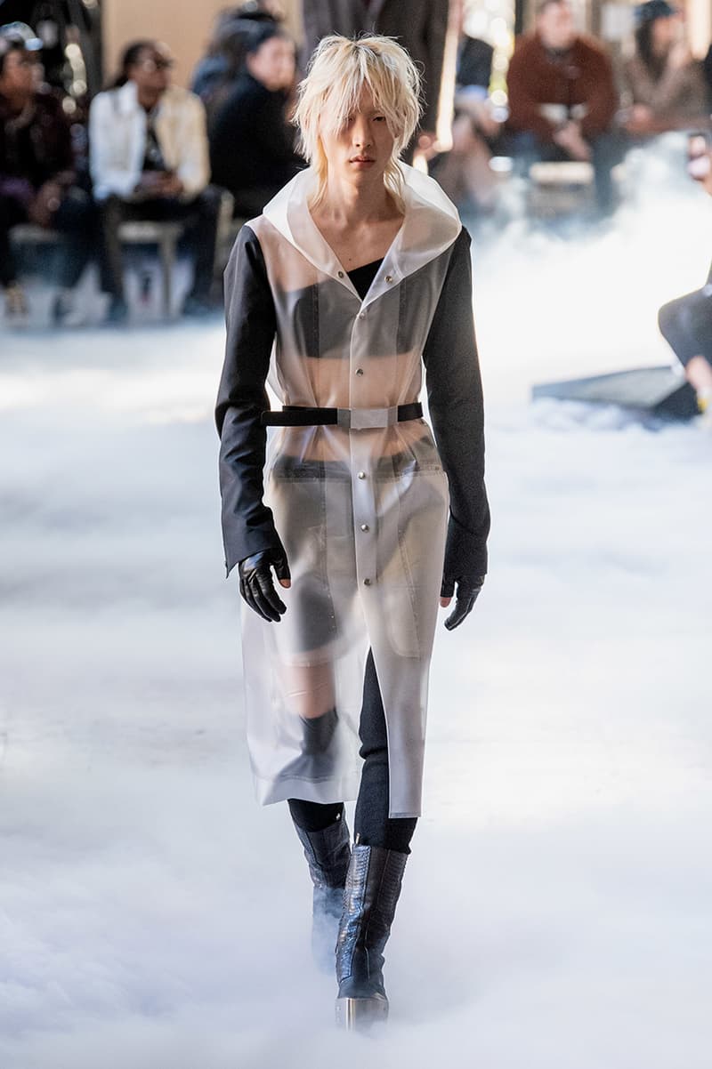 Rick Owens "PERFORMA" Paris Fashion Week Men's Fall/Winter 2020 Runway Show Closer Look Editorial Lord of Darkness Asymmetrical Collection Menswear Gender Fluid Neutral Leather PVC Mohair Tailoring Biker