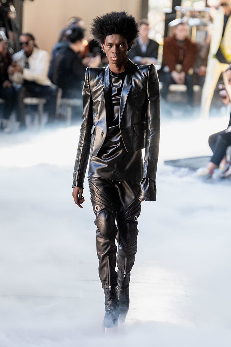 Rick Owens "PERFORMA" Paris Fashion Week Men's Fall/Winter 2020 Runway Show Closer Look Editorial Lord of Darkness Asymmetrical Collection Menswear Gender Fluid Neutral Leather PVC Mohair Tailoring Biker