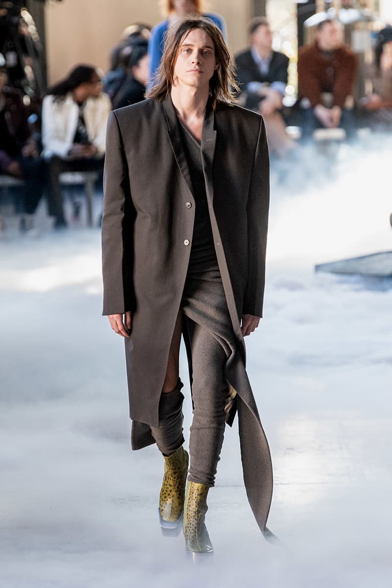 Rick Owens "PERFORMA" Paris Fashion Week Men's Fall/Winter 2020 Runway Show Closer Look Editorial Lord of Darkness Asymmetrical Collection Menswear Gender Fluid Neutral Leather PVC Mohair Tailoring Biker