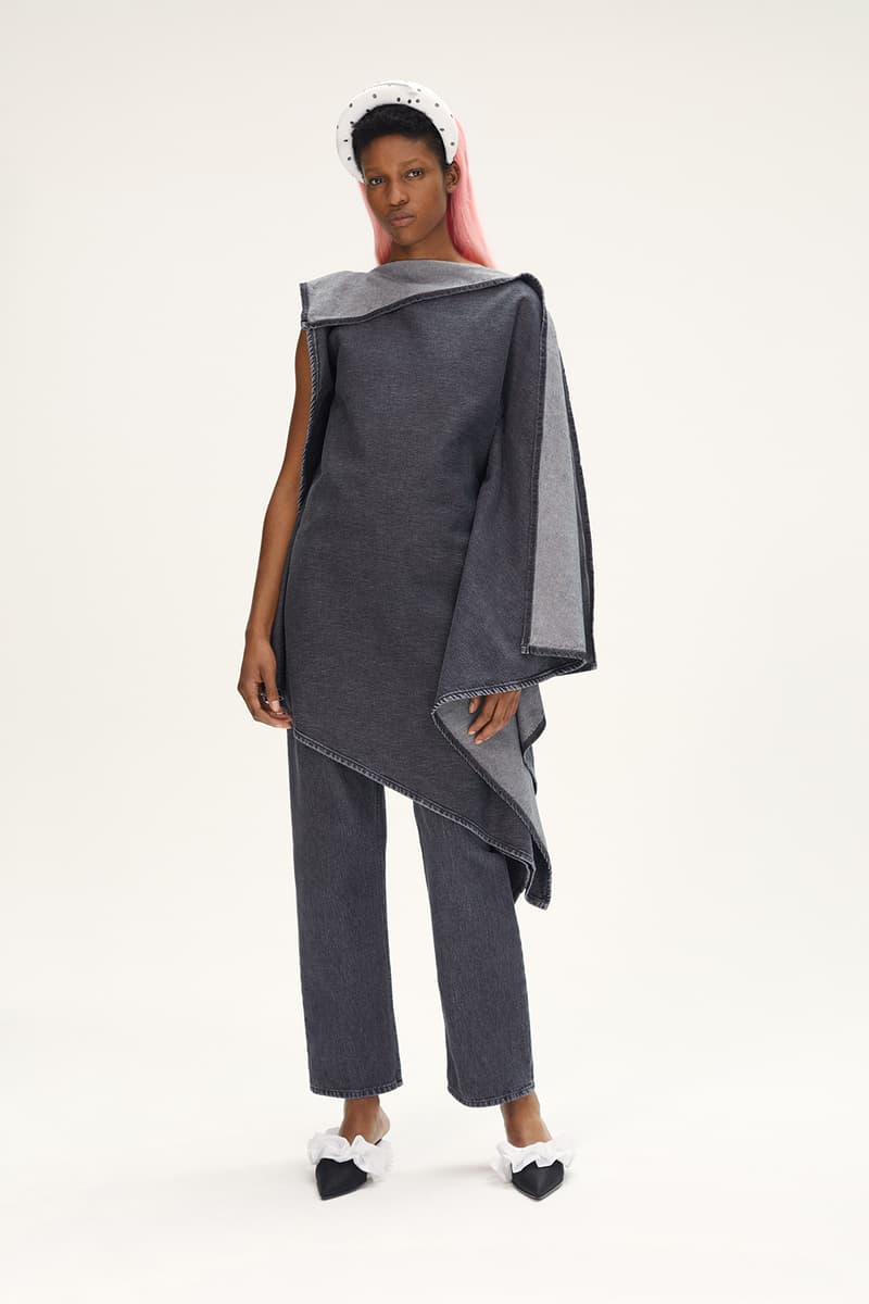 MM6 Maison Margiela Spring/Summer 2020 Collection Lookbook Denim Draped Top Jeans Black