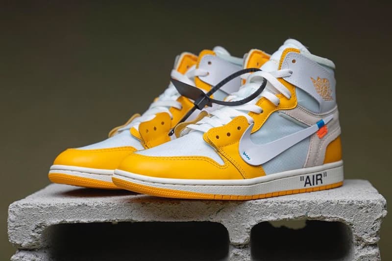 nike off white collaboration air jordan 1 sneakers yellow white shoes footwear sneakerhead